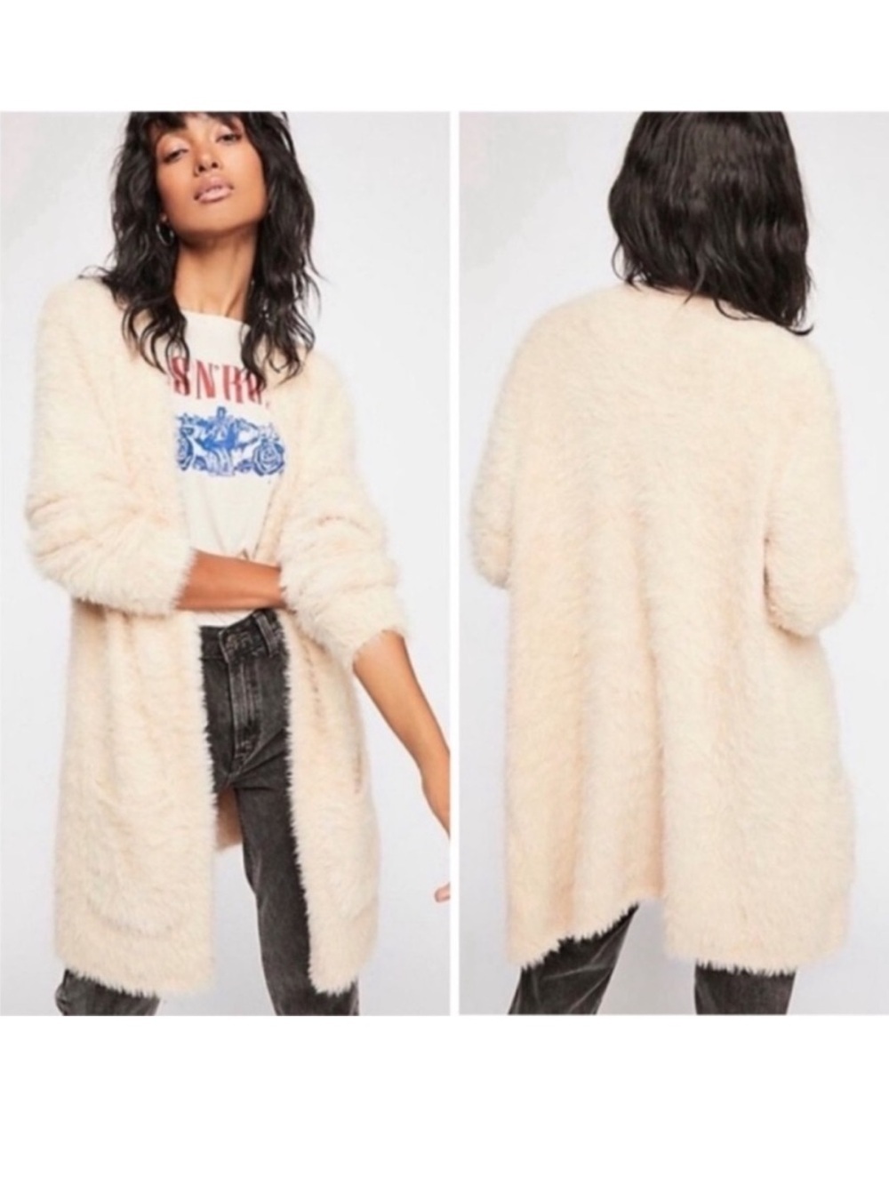 Free People Faux Fur Fuzzy Cardigan
